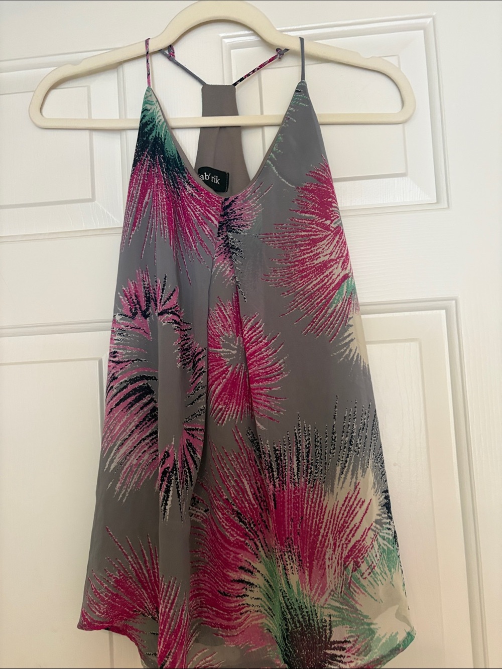 fab'rik Gray Tank with Pink and Green Floral Burst